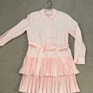 Derek Lam Pale Pink Collared Shirt Dress with Waist Detail